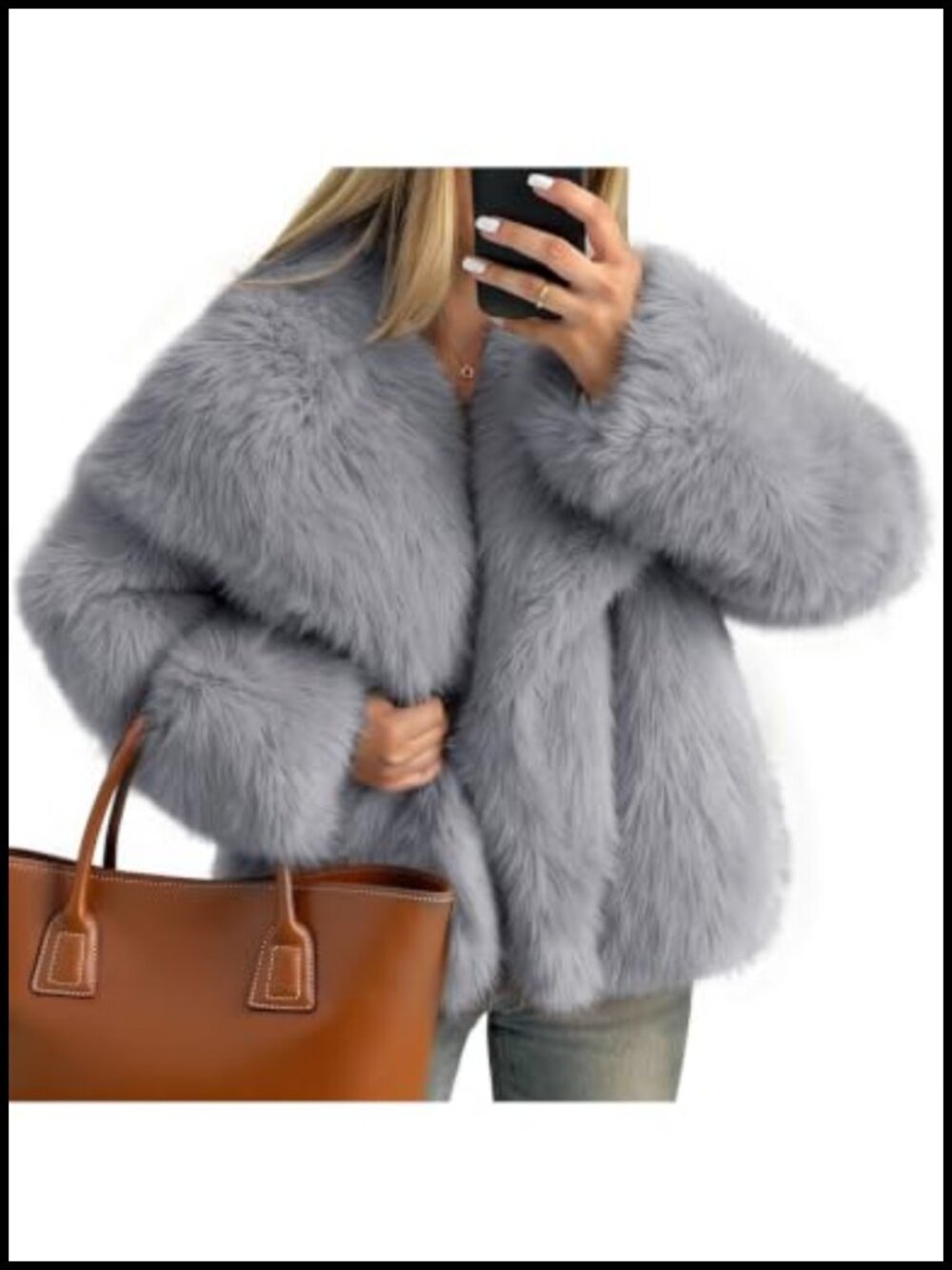 Faux Fur Coat Lapel Collar Shaggy Warm Short Fluffy Jacket